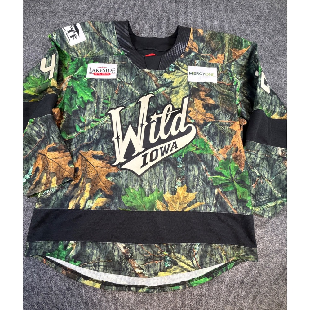 Iowa Wild #42 CCM Authentic Pro-Spec Camo Specialty Hockey Jersey Size 54